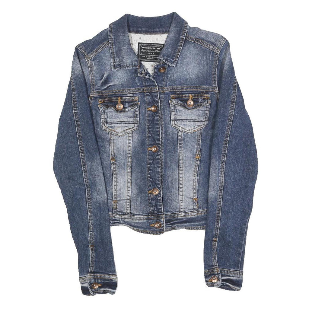 ZARA Womens Blue Denim Jacket S Cotton Button Closure Classic Fit