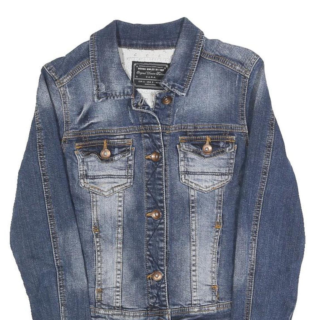 ZARA Womens Blue Denim Jacket S Cotton Button Closure Classic Fit