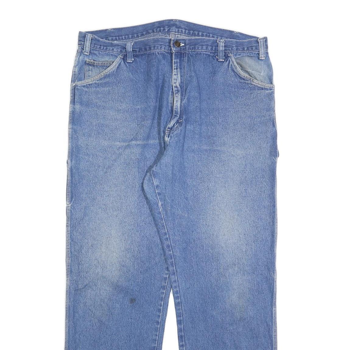 DICKIES Mens Relaxed Blue Denim Light W38 L30 Casual Cotton Blend Zip Jeans