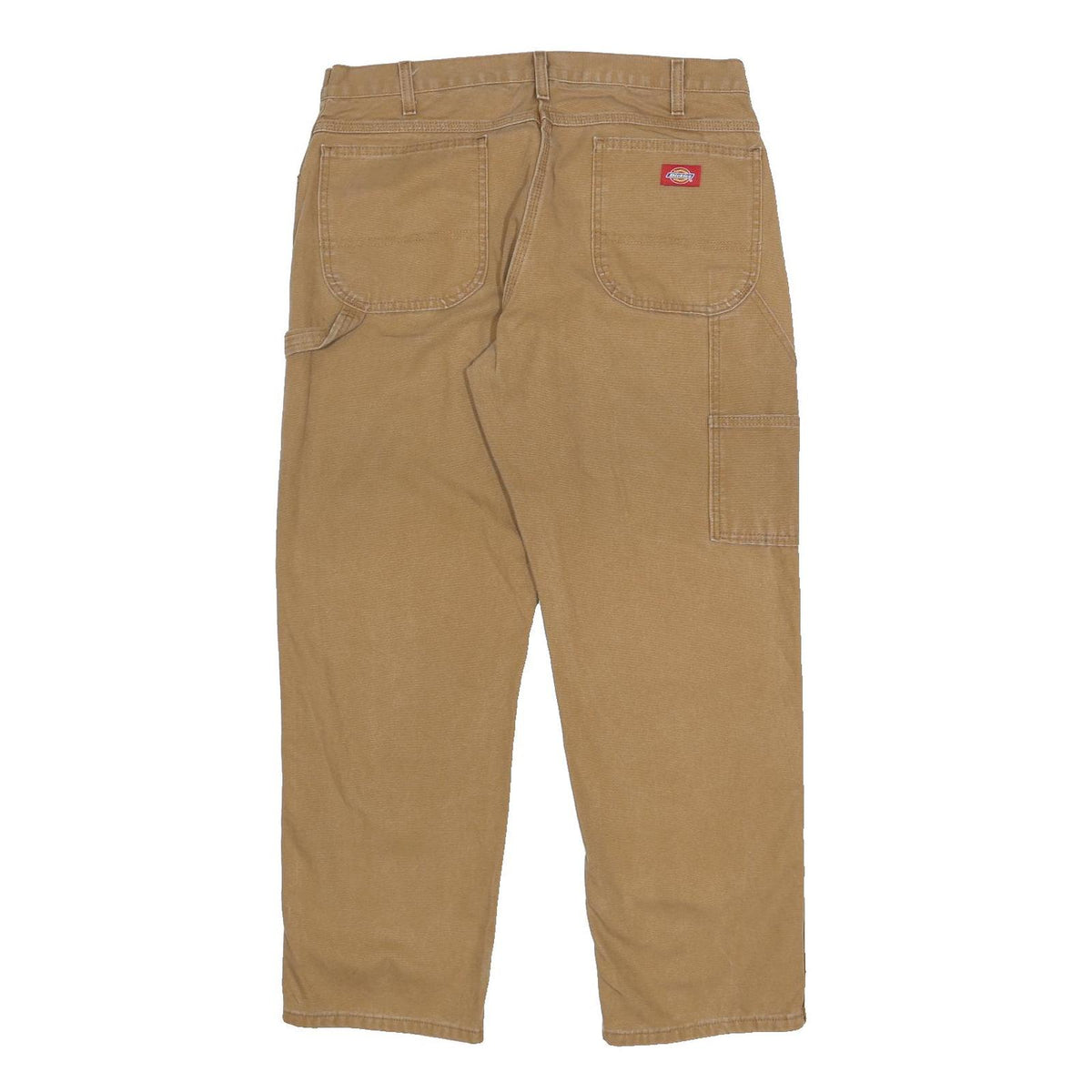 DICKIES Mens Cotton Beige Relaxed Straight Trousers W36 L30 Workwear Casual