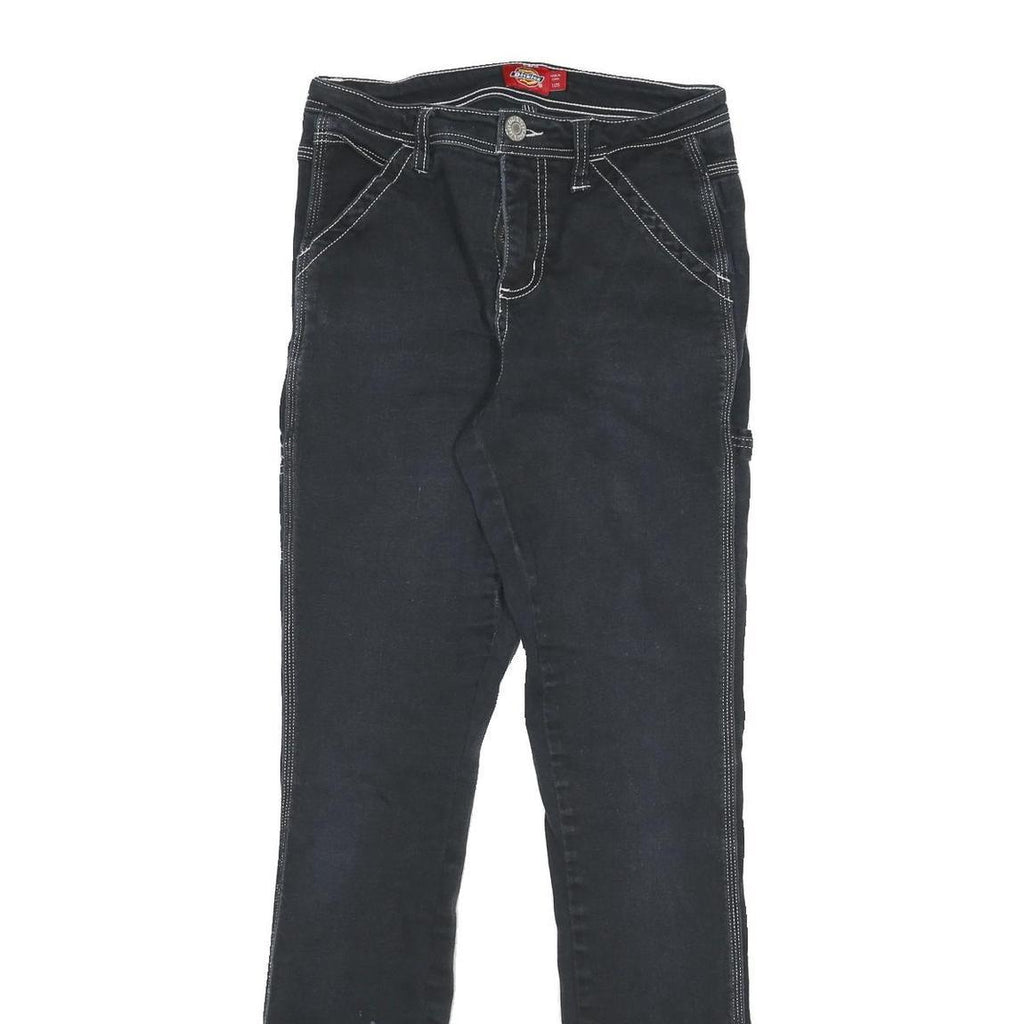 DICKIES Womens Slim Black Jeans Denim W25 L31 Zip Pockets Contrast Stitch