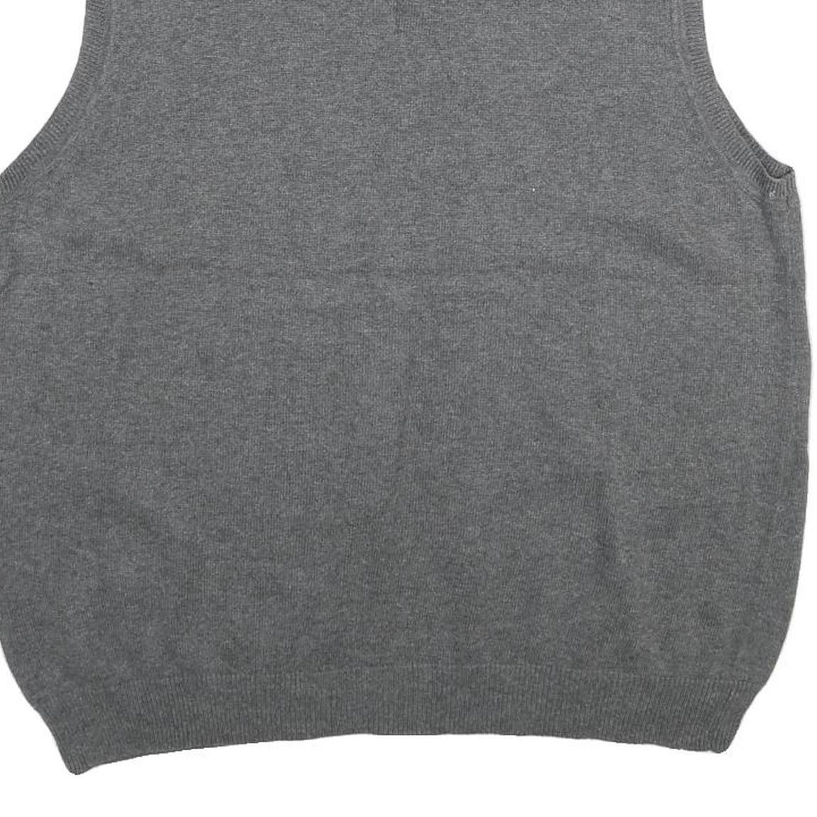 VAN HEUSEN Mens Grey Argyle Pattern V-Neck Cotton Jumper Vest M Classic knitwear