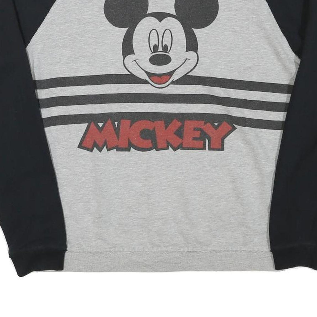 DISNEY Womens Grey & Black Mickey Crew Neck M Cotton Blend Sweatshirt