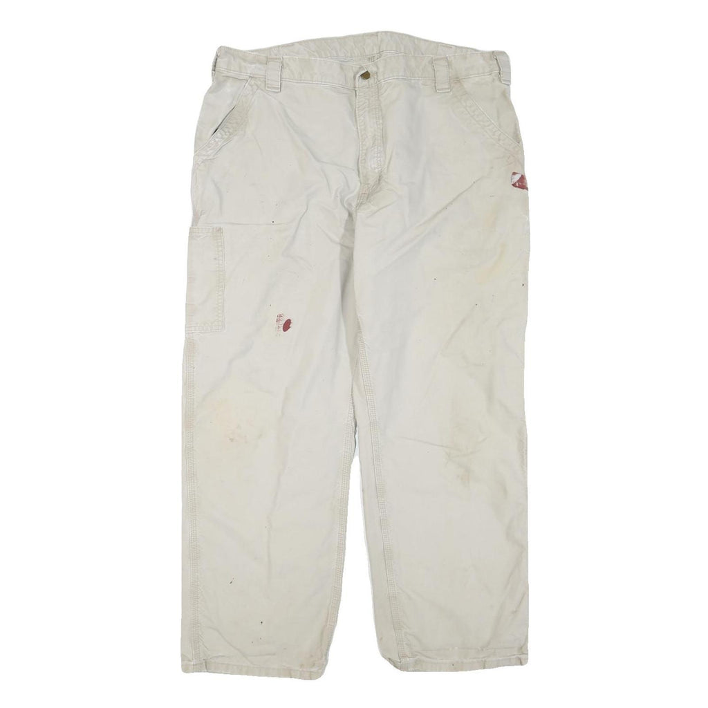 CARHARTT Mens Regular Fit Beige Workwear Trousers W40 L28 Durable Cotton Blend