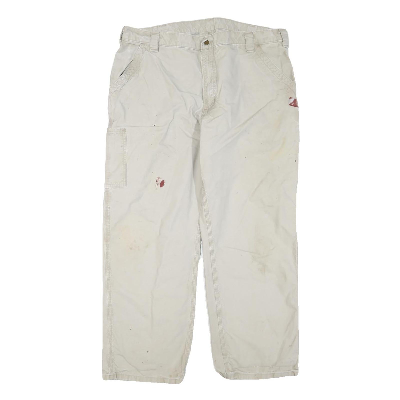 CARHARTT Mens Regular Fit Beige Workwear Trousers W40 L28 Durable Cotton Blend