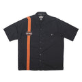 HARLEY DAVIDSON Mens Black & Orange Shirt XL Cotton Blend Button Short Sleeve