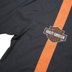 HARLEY DAVIDSON Mens Black & Orange Shirt XL Cotton Blend Button Short Sleeve