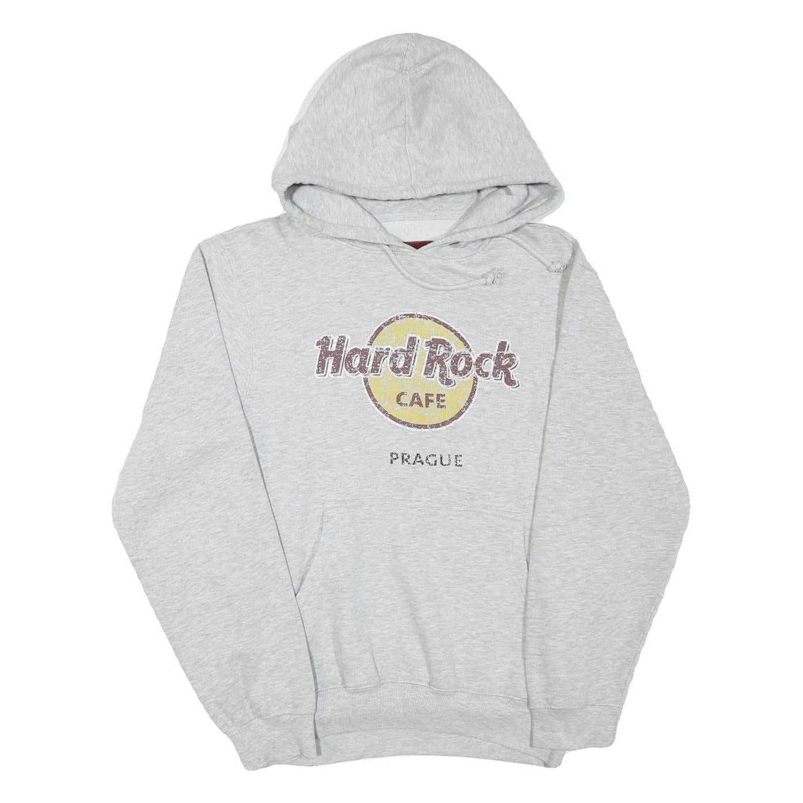 HARD ROCK CAFE Mens Grey Hoodie M Prague Logo Cotton Blend Pullover
