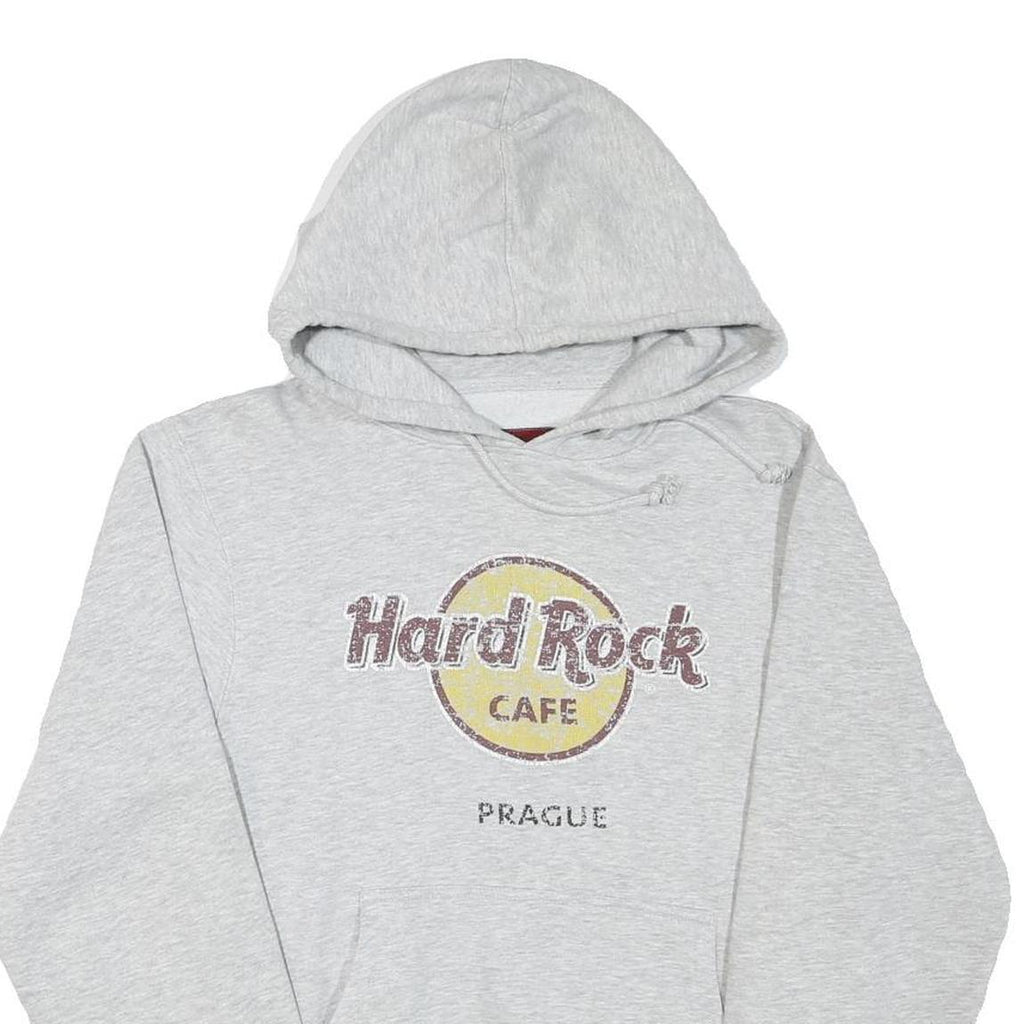 HARD ROCK CAFE Mens Grey Hoodie M Prague Logo Cotton Blend Pullover