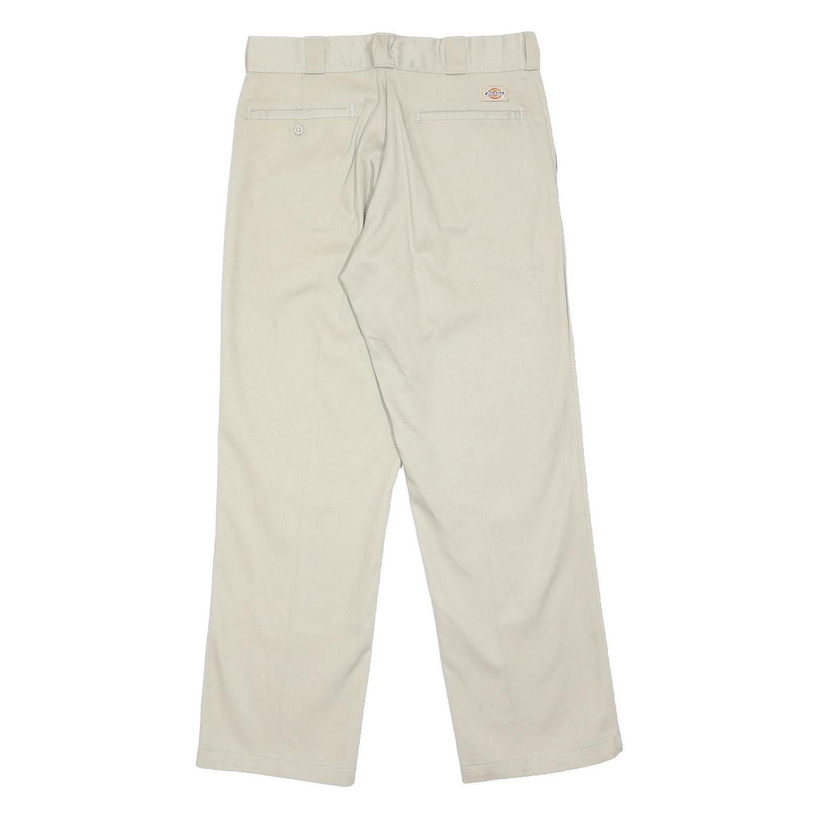 DICKIES Mens Classic Beige Trousers W32 L30 Zip Closure Tailored Workwear