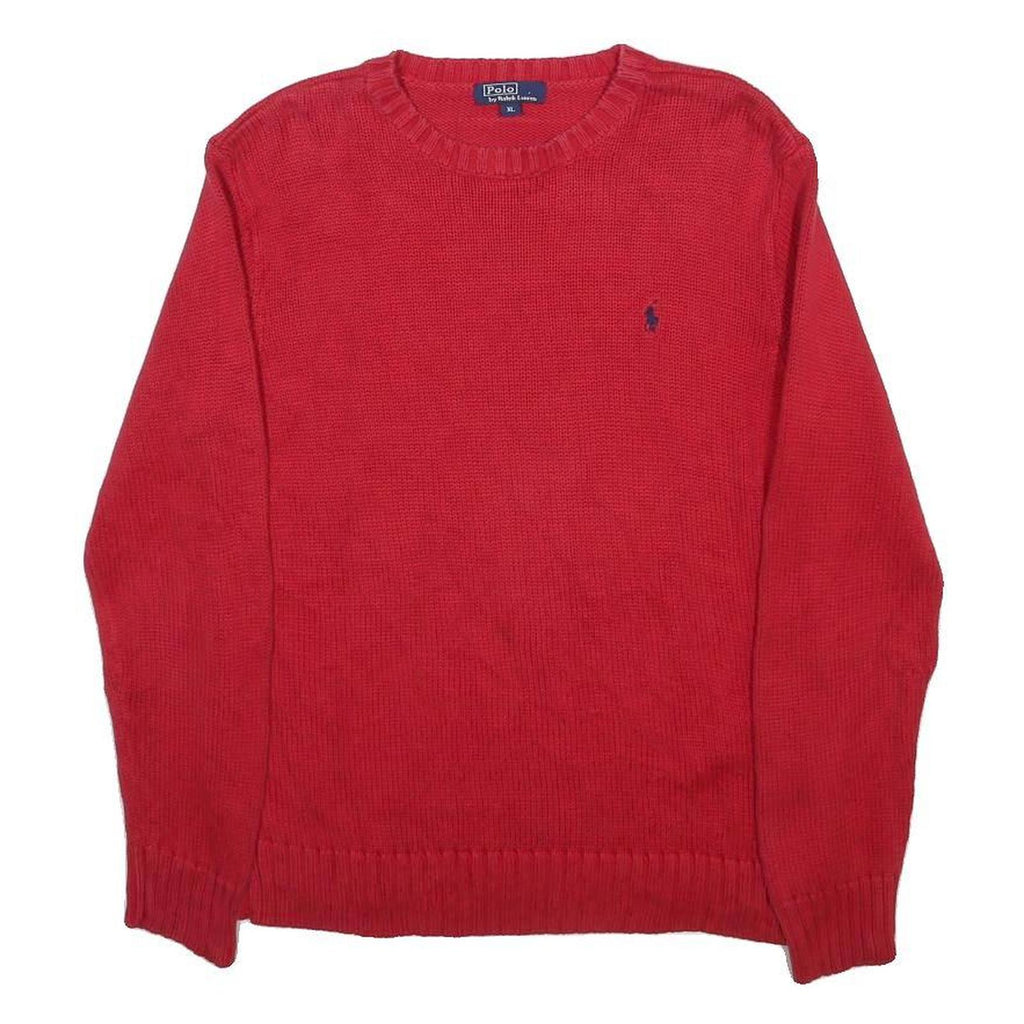 POLO RALPH LAUREN Boys Red Plain Basic Knit Crew Neck Jumper XL Cotton