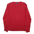 POLO RALPH LAUREN Boys Red Plain Basic Knit Crew Neck Jumper XL Cotton