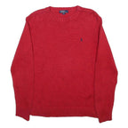 POLO RALPH LAUREN Boys Red Plain Basic Knit Crew Neck Jumper XL Cotton