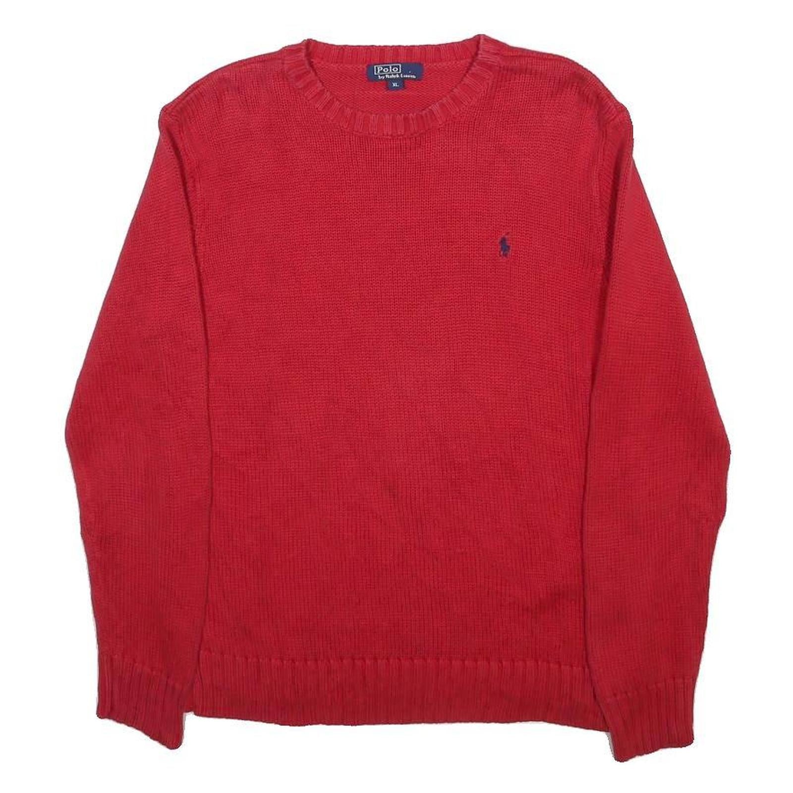 POLO RALPH LAUREN Boys Red Plain Basic Knit Crew Neck Jumper XL Cotton