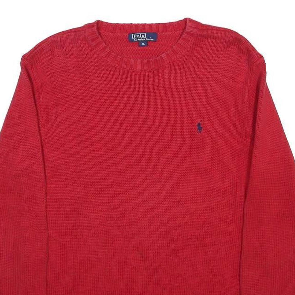 POLO RALPH LAUREN Boys Red Plain Basic Knit Crew Neck Jumper XL Cotton