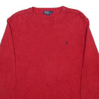 POLO RALPH LAUREN Boys Red Plain Basic Knit Crew Neck Jumper XL Cotton