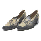 CHANTAL Womens Black & Beige Snake Print Leather Mid Heel Shoes UK 5.5 Classic