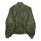 Womens Green Zip Bomber Jacket M Polyester Plain Lightweight Casual