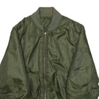 Womens Green Zip Bomber Jacket M Polyester Plain Lightweight Casual