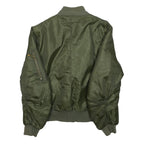 Womens Green Zip Bomber Jacket M Polyester Plain Lightweight Casual