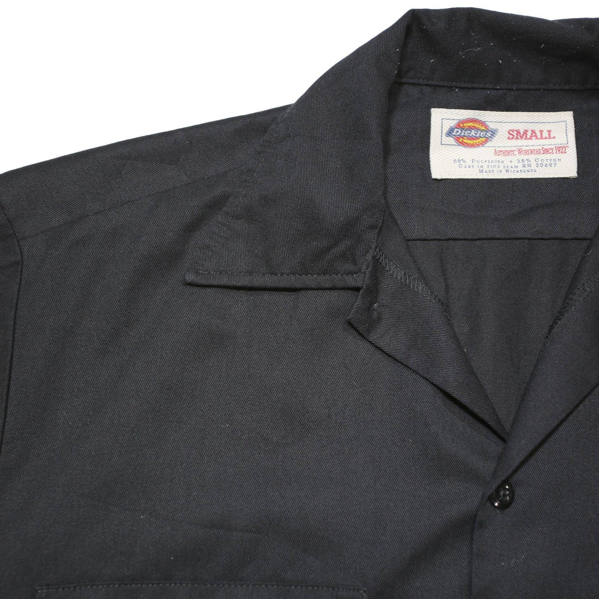DICKIES Mens Black Work Shirt Polyester Blend M Durable Comfort Fit