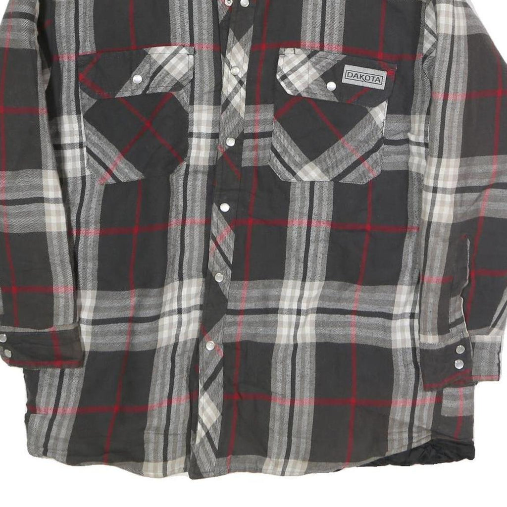 DAKOTA Mens Black & Grey Check Cotton Blend Button Jacket M Casual Fit