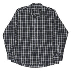COTTON TRADERS Mens Black Blue Checked Shirt L Classic Fit Cotton Blend Casual