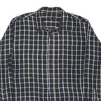 COTTON TRADERS Mens Black Blue Checked Shirt L Classic Fit Cotton Blend Casual