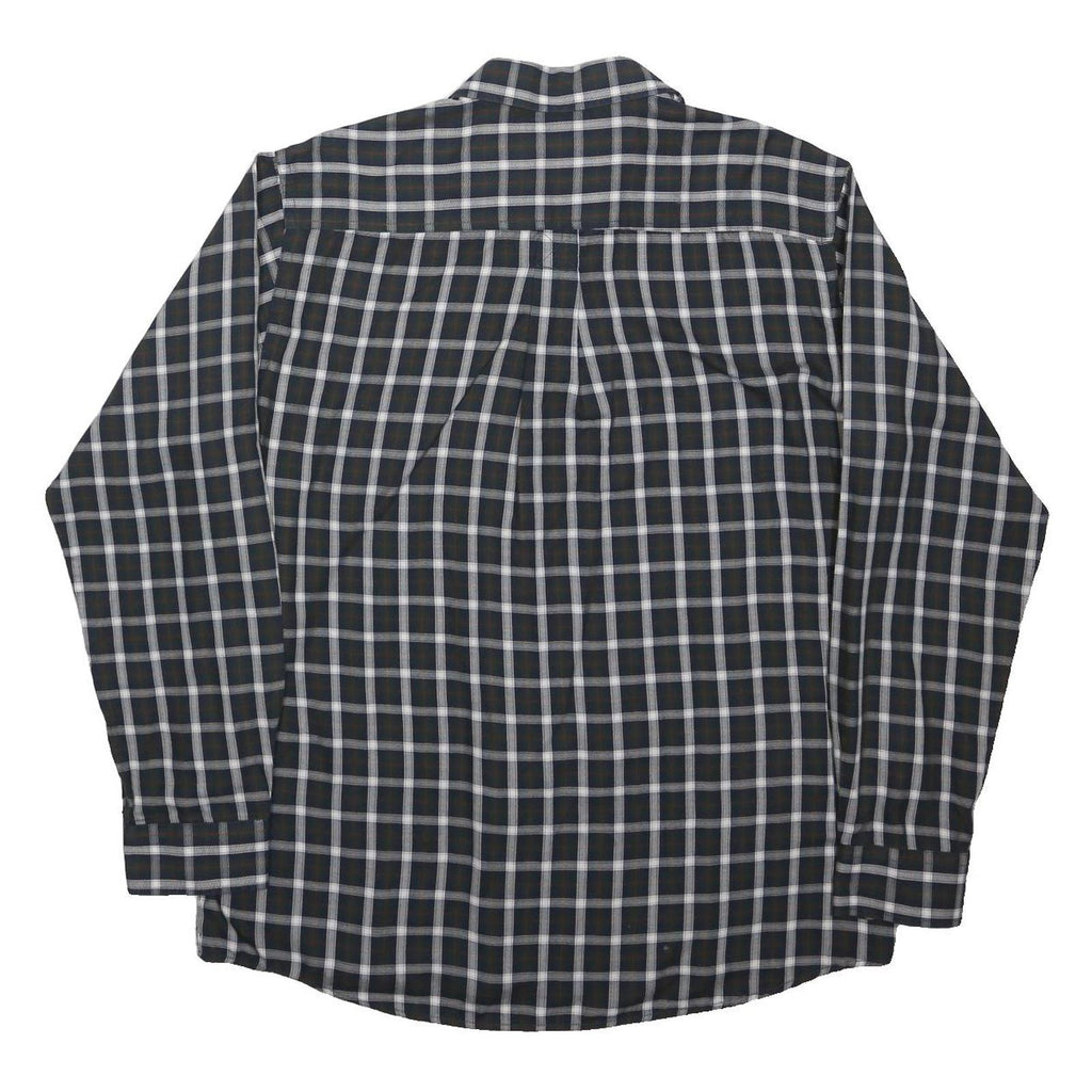 COTTON TRADERS Mens Black Blue Checked Shirt L Classic Fit Cotton Blend Casual
