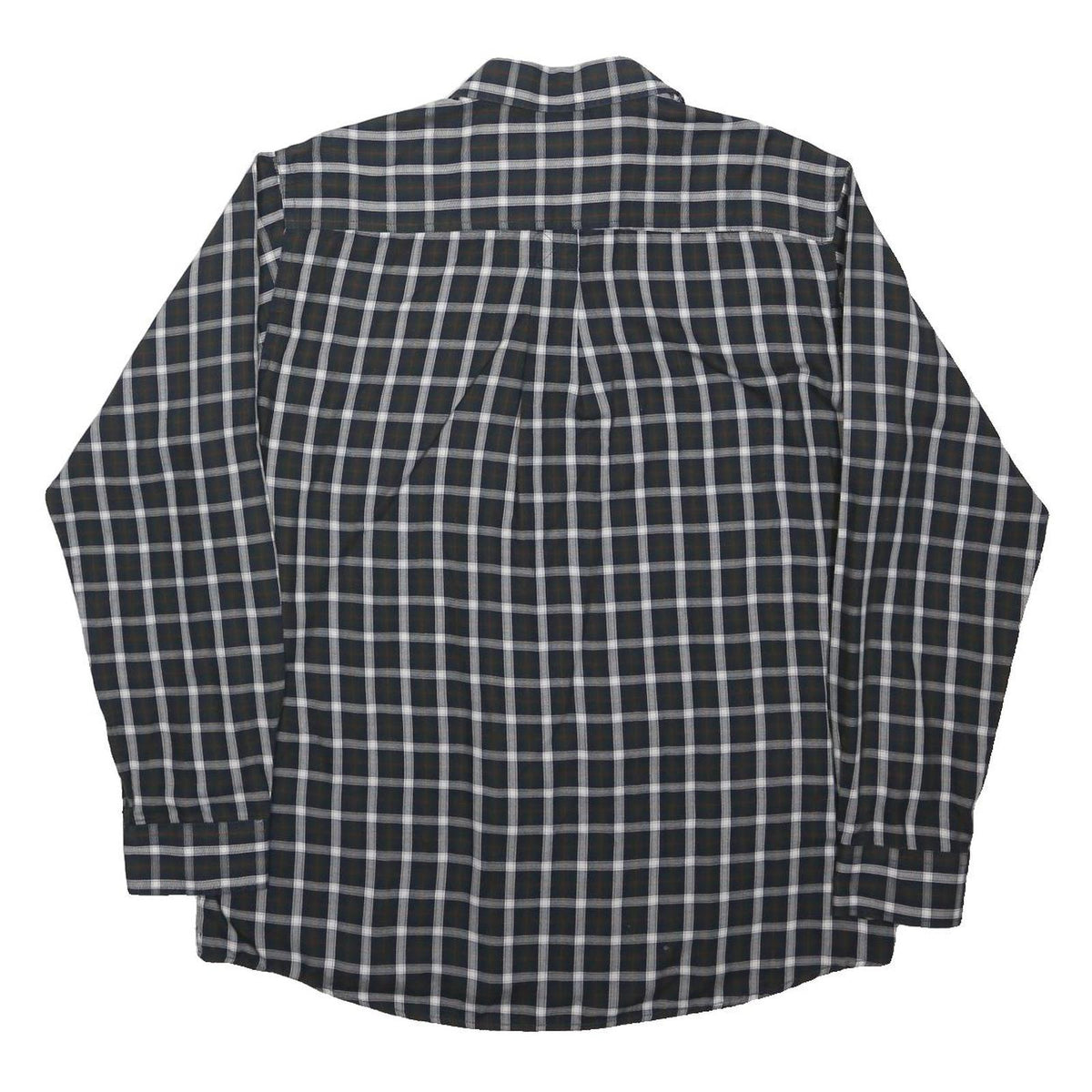 COTTON TRADERS Mens Black Blue Checked Shirt L Classic Fit Cotton Blend Casual