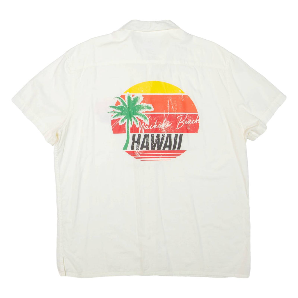 FSBN Waikiki Beach Hawaii Mens Hawaiian Shirt Cream XL
