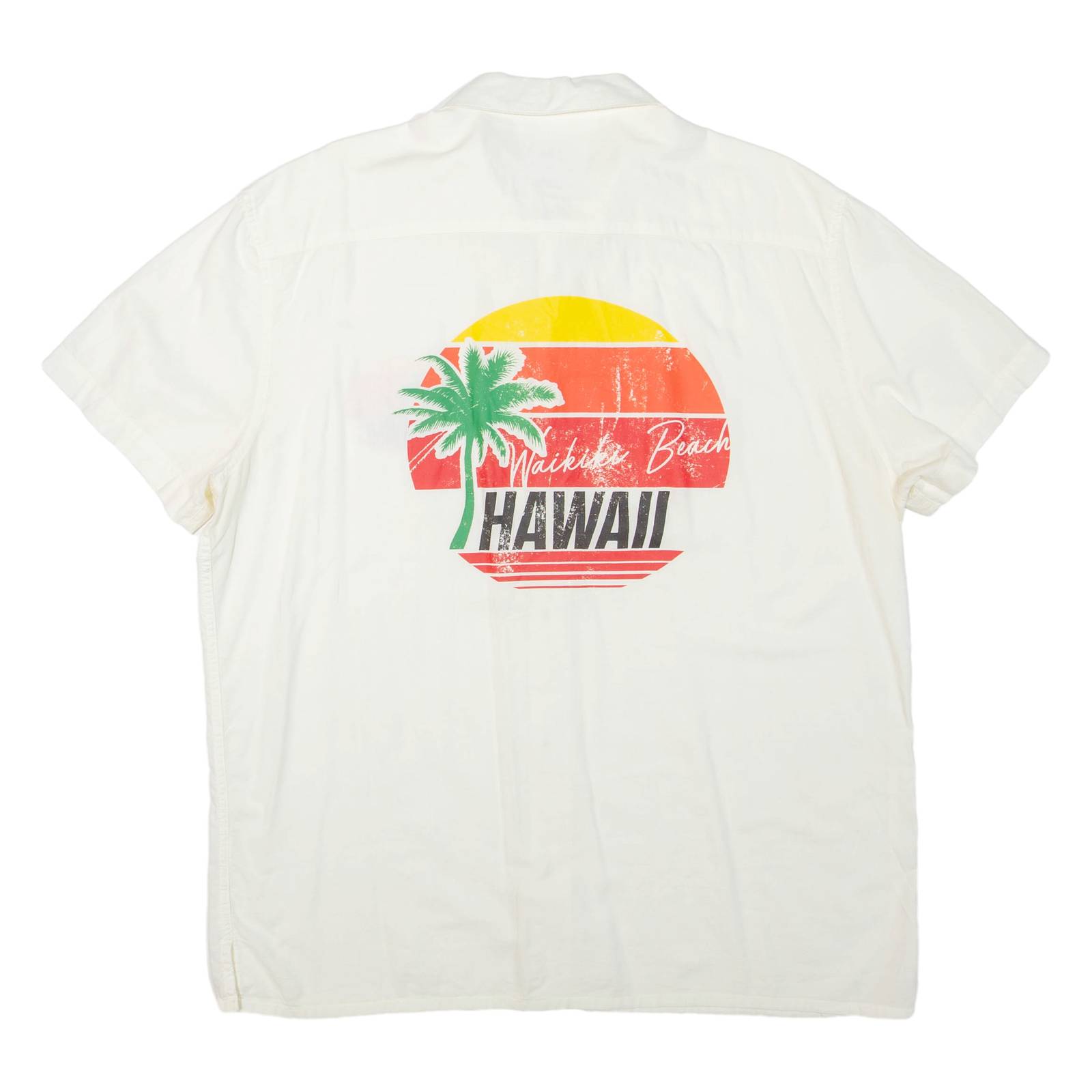FSBN Waikiki Beach Hawaii Mens Hawaiian Shirt Cream XL