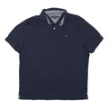 TOMMY HILFIGER Mens Navy Blue Polo Shirt M Cotton Blend Short Sleeve Basic