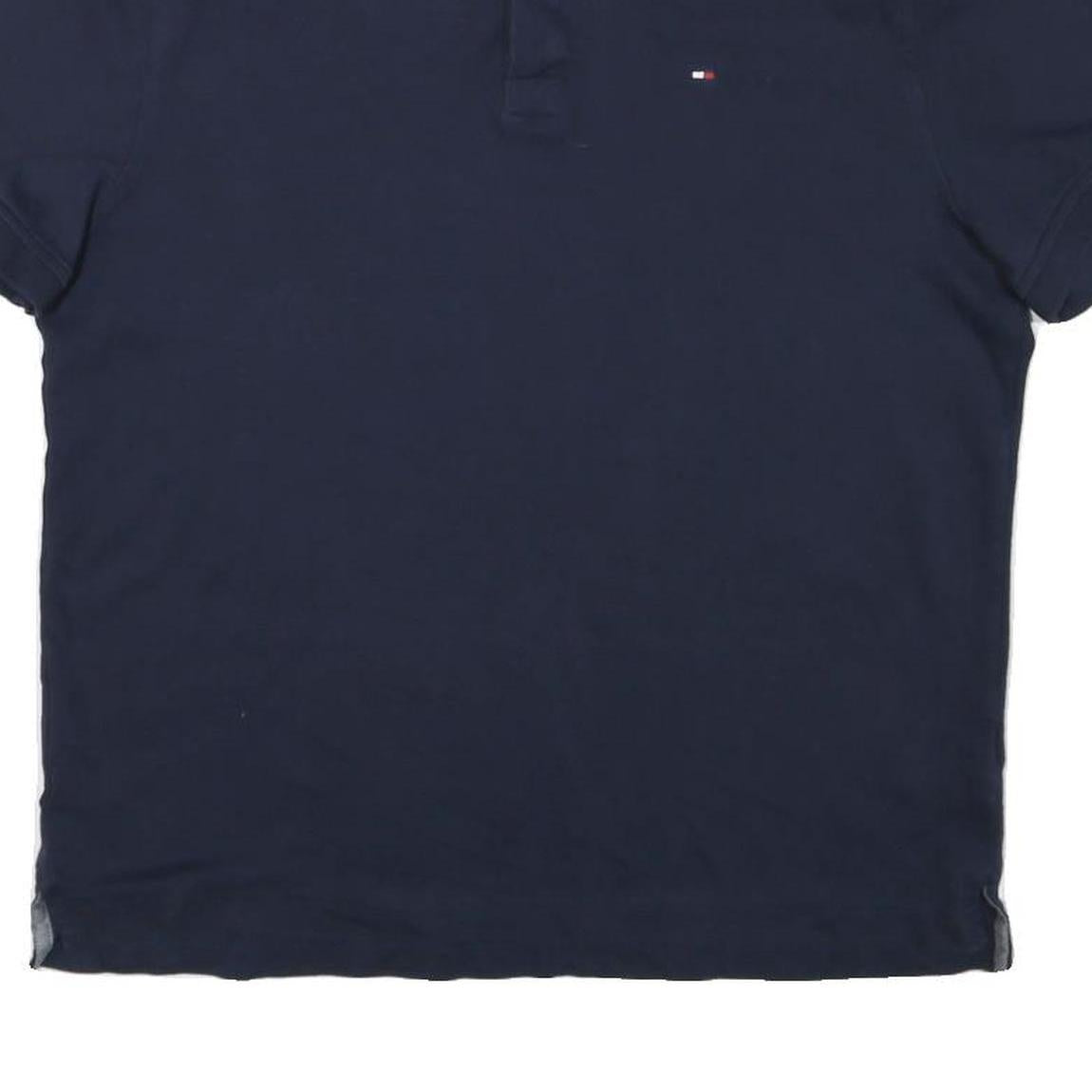 TOMMY HILFIGER Mens Navy Blue Polo Shirt M Cotton Blend Short Sleeve Basic