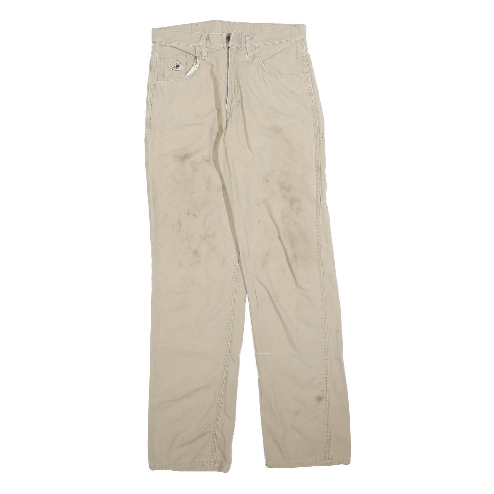 BULWARK Mens Cotton Blend Beige Regular Regular Fit Trousers W30 L34 Workwear