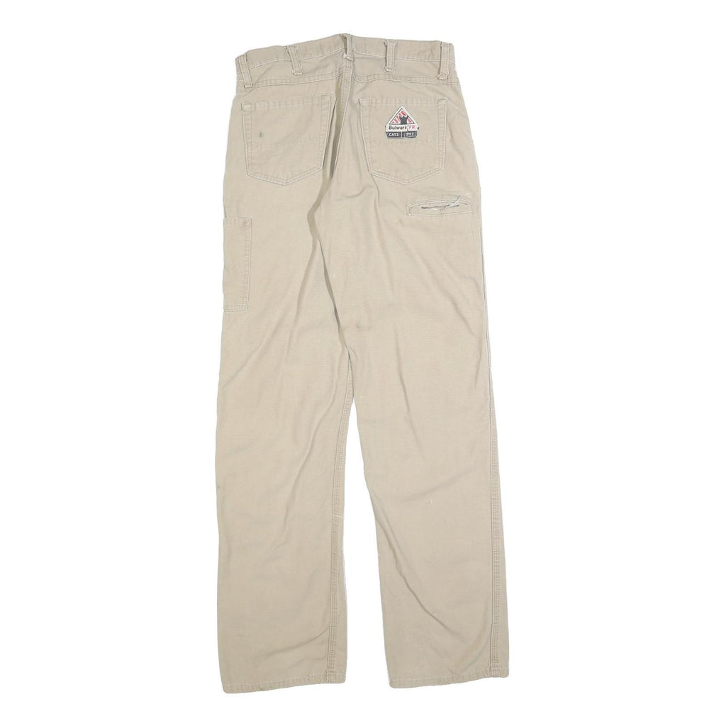 BULWARK Mens Cotton Blend Beige Regular Regular Fit Trousers W30 L34 Workwear