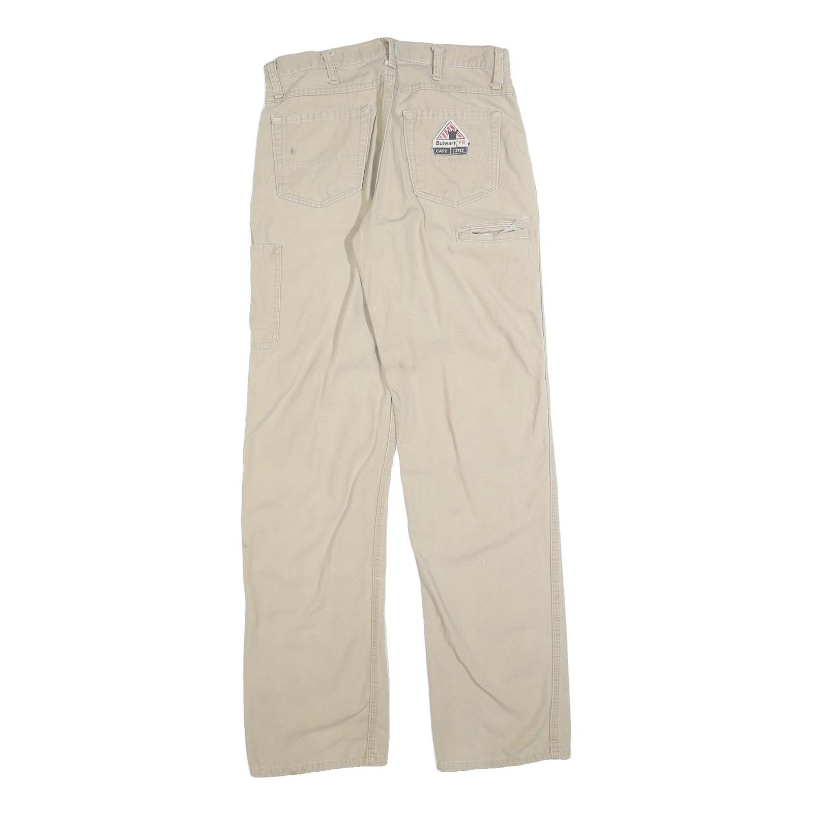 BULWARK Mens Cotton Blend Beige Regular Regular Fit Trousers W30 L34 Workwear