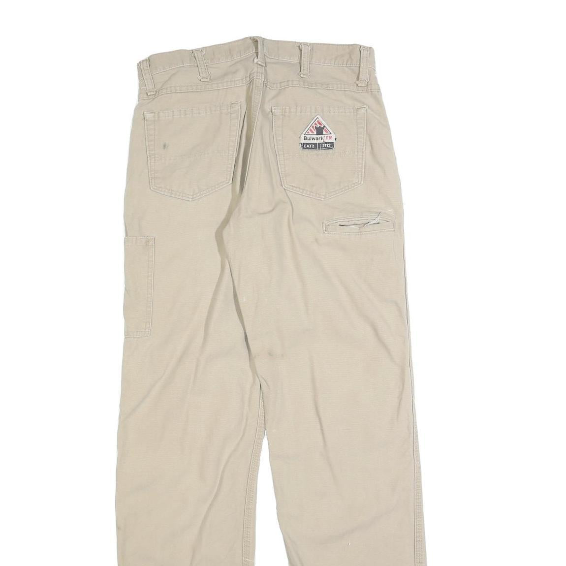 BULWARK Mens Cotton Blend Beige Regular Regular Fit Trousers W30 L34 Workwear