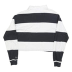SUPERDRY Womens Black & White Striped Long Sleeve Polo Shirt UK 6 Cotton Blend