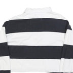 SUPERDRY Womens Black & White Striped Long Sleeve Polo Shirt UK 6 Cotton Blend