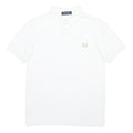 FRED PERRY Mens White Short Sleeve Plain Polo Shirt S Classic Cotton