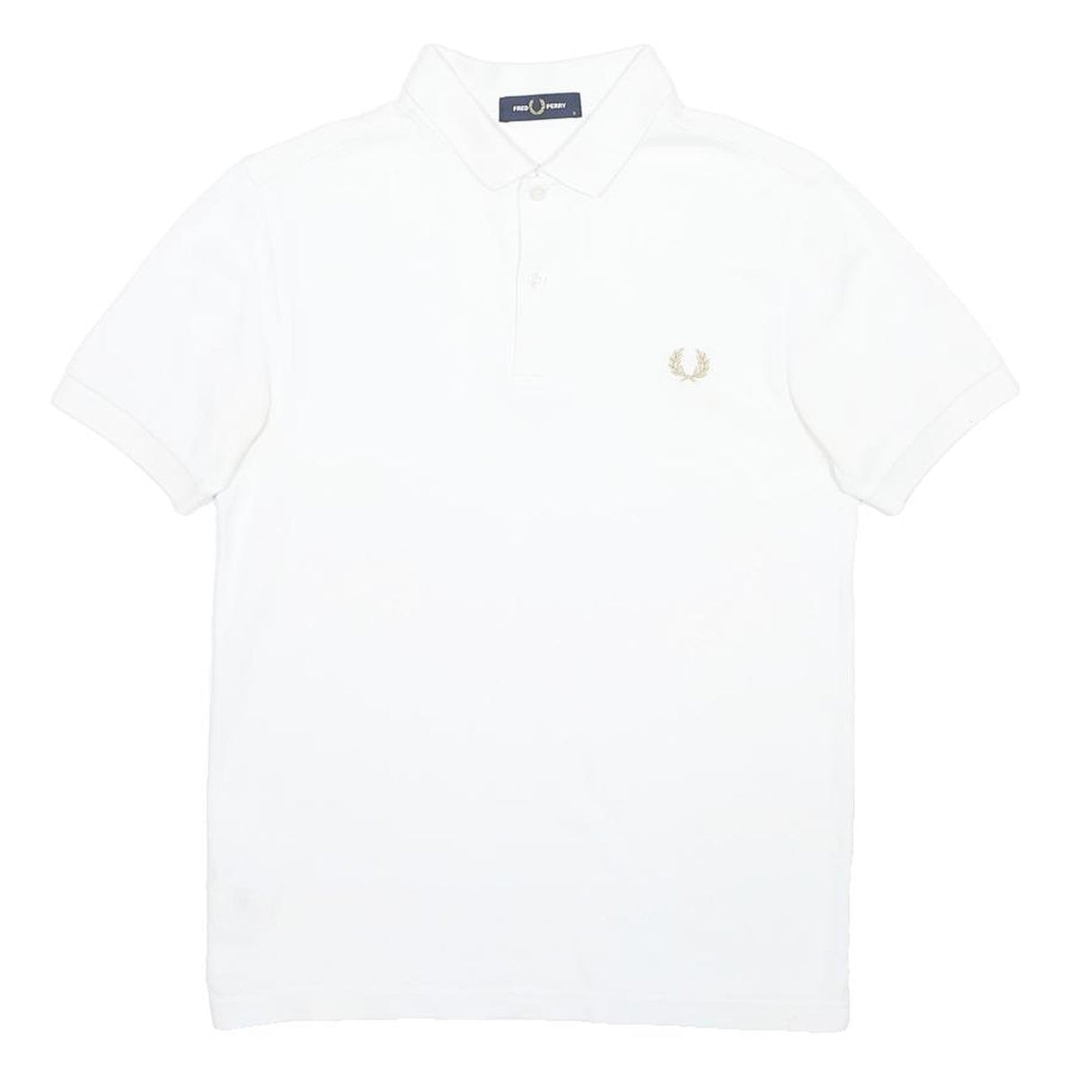 FRED PERRY Mens White Short Sleeve Plain Polo Shirt S Classic Cotton