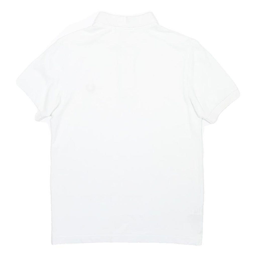 FRED PERRY Mens White Short Sleeve Plain Polo Shirt S Classic Cotton