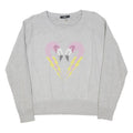 DIESEL Womens Grey Sweatshirt Flamingo Graphic Crew Neck XS Cotton Blend Casual