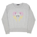 DIESEL Womens Grey Sweatshirt Flamingo Graphic Crew Neck XS Cotton Blend Casual