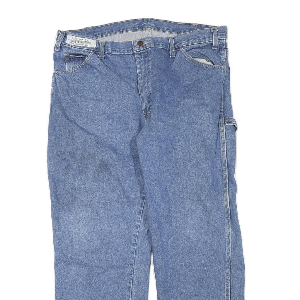 DICKIES Mens Jeans Blue Regular Straight Denim Medium W38 L30 Workwear Zip