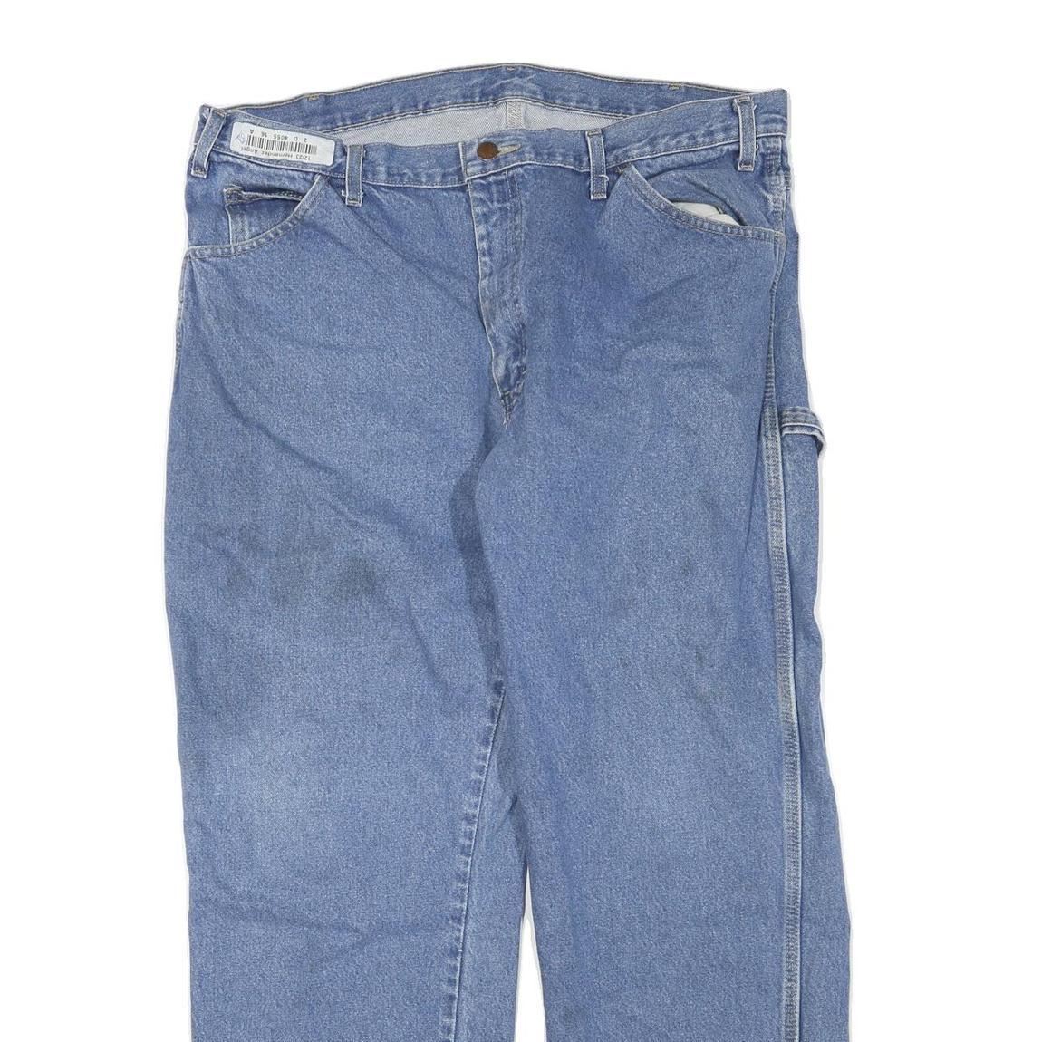DICKIES Mens Jeans Blue Regular Straight Denim Medium W38 L30 Workwear Zip