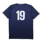 ADIDAS Mens Blue & White Soccer T-Shirt L Short Sleeve V-Neck 19 Number
