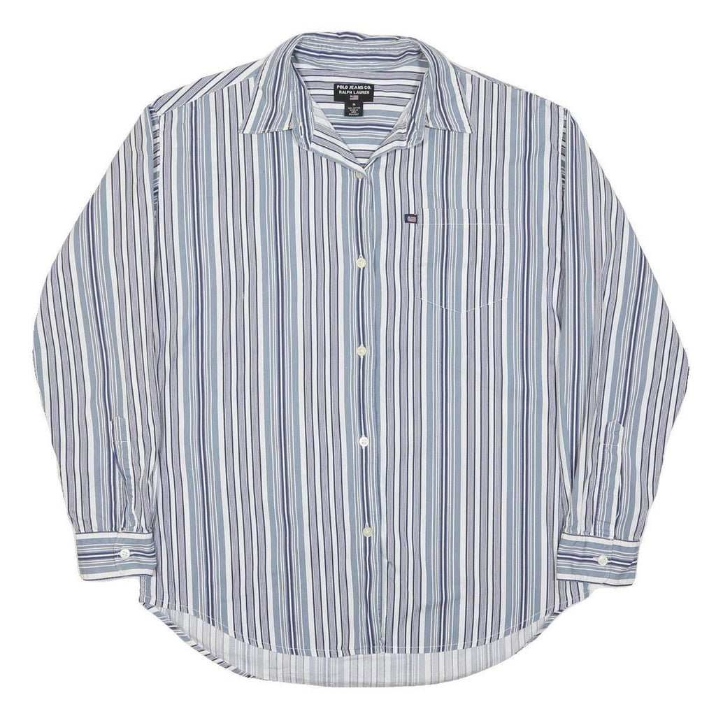 RALPH LAUREN POLO JEANS COMPANY Mens Blue & White Striped Shirt M Cotton Long