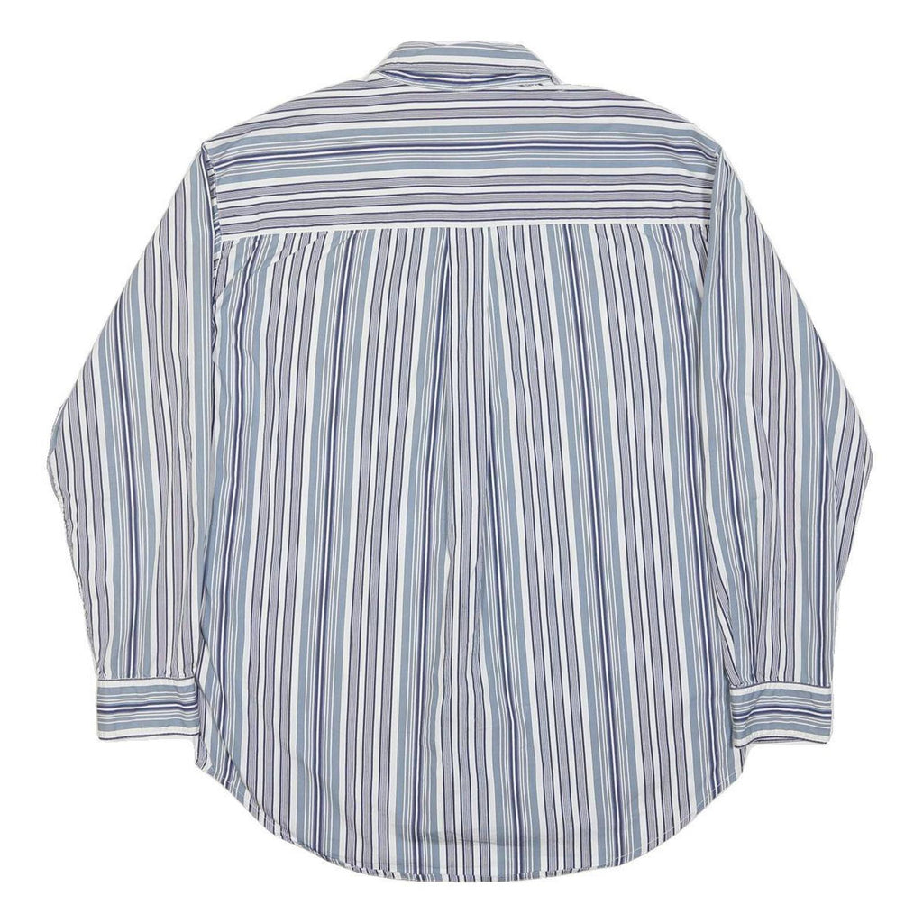 RALPH LAUREN POLO JEANS COMPANY Mens Blue & White Striped Shirt M Cotton Long